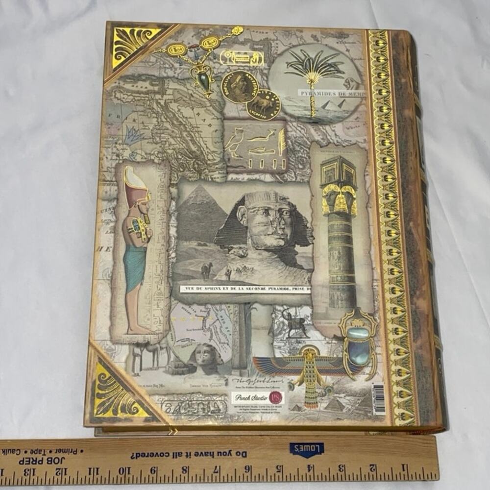 Punch Studio Large Egypt Faux Book Decorative Box Storage Keepsake 11"x13.5" - Picture 8 of 10